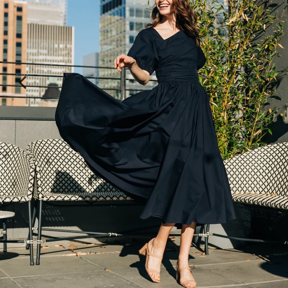 Shoshanna Jordan dress/Anthropologie Shoshanna asymmetric puff-sleeve dress